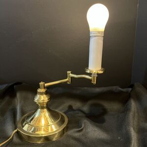 Vintage Underwriter Laboratories Portable Brass Swing Arm Adjustable Desk Lamp
